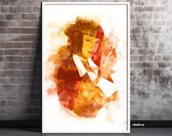 Uma Thurman Canvas Print – Pulp Fiction – Digital Watercolor Painting Printed on Canvas – Home Decor – Ideal Gift for Pop Culture Fans