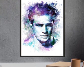 Portret van Marlon Brando uit A Streetcar Named Desire, digitale print op canvas, woondecoratie, ideaal cadeau voor filmliefhebbers.