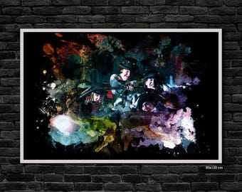 Print van Stanley Kubricks film "A Clockwork Orange". Digitale aquarelverf op canvas. Woondecoratie. Ideaal cadeau voor filmliefhebbers.