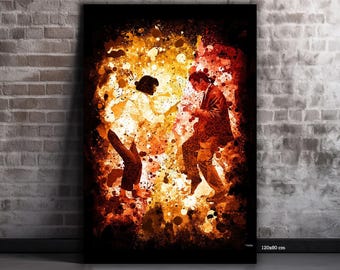 John Travolta and Uma Thurman Painting – Dance Scene from the film Pulp Fiction – Digital Watercolor Painting Printed on Canvas – Interior Decor