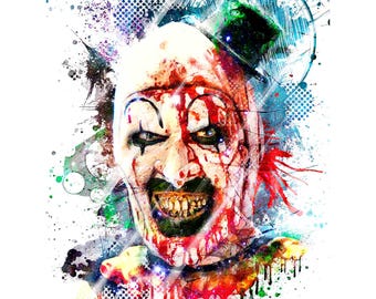 Clownkunstschilderij – Angstaanjagend – Digitale horrorkunst – Gore filmfanart – Geekdecoratie – Bloederige popcultuur