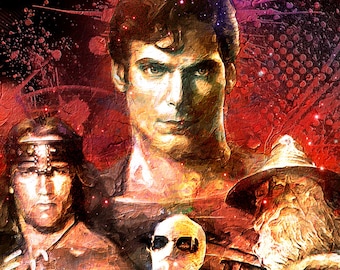 Wydruk na płótnie z ikonami filmów fantasy, obraz cyfrowy wydrukowany na płótnie lub papierze, idealny prezent dla fanów filmów fantasy