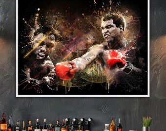Dipinto di Muhammad Ali, Sport, Dipinto ad acquerello digitale stampato su tela o carta, Decorazione per la casa, Regalo ideale per gli appassionati di boxe