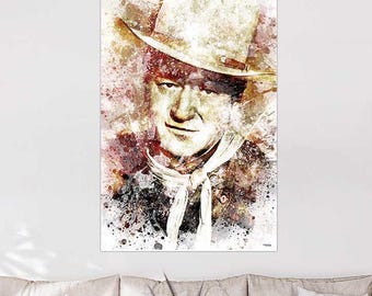 John Wayne painting from the film The Man Who Shot Liberty Valance, digital print on canvas, ideal gift for movie and Western fans