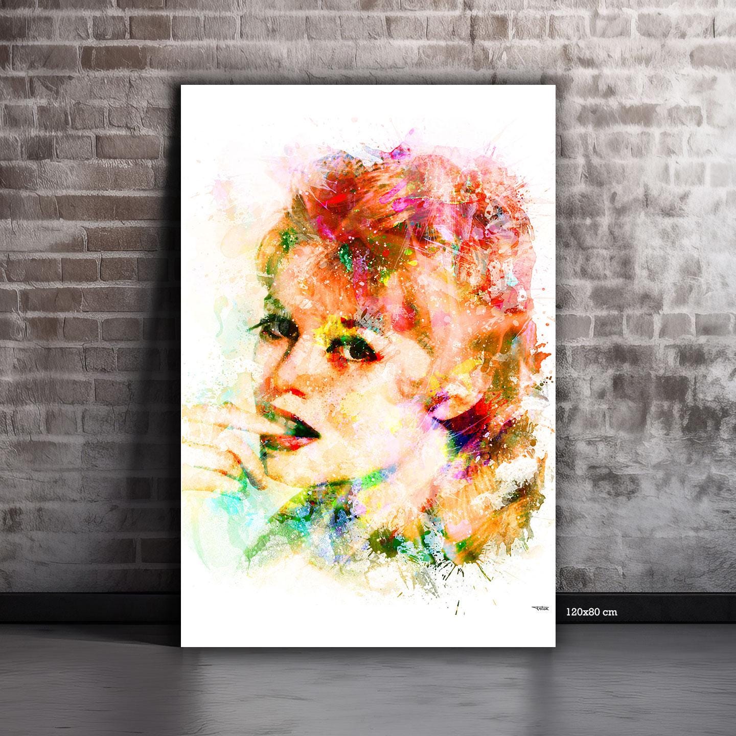 Poster Brigitte Bardot Sur Toile Encadré - 50x75 Cm - Décoration Murale Vintage