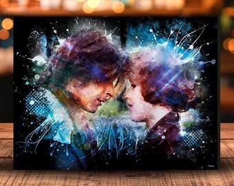 Breakfast Club movie canvas print, digital painting on canvas, famous kisses from the movies, ideal Valentine's Day gift for film fans