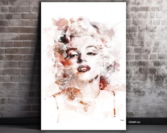 Marilyn Monroe Canvas Print – Digital Watercolor Painting Printed on Canvas for Your Home Decor