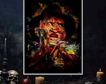 Freddy Krueger Poster – A Nightmare on Elm Street – Cult Horror Movie Poster – Halloween Horror – Splashed! Illustration