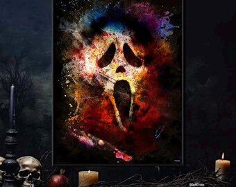 Ghostface Poster – Scream – Cult Horror Movie Poster – Halloween Special – Splashed Illustration!