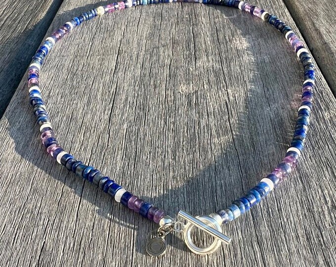 Amethyst Lapis Choker Necklace: White Jade & Sodalite Gemstones