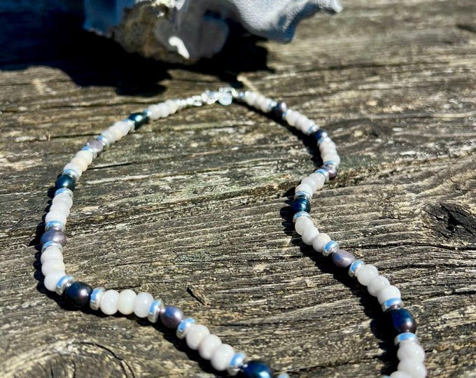 Pearl and Gemstone Princess Necklace: Silver Accents, Handmade Jewelry