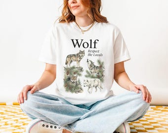 Varg Respektera Lokalbefolkningen Botanisk T-shirt, Vintage Forestcore Nature T-shirt