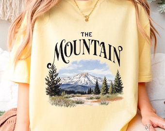 Camiseta retro de montaña con pico nevado, Naturecore Wildflower Clothing, estampado de parque nacional.