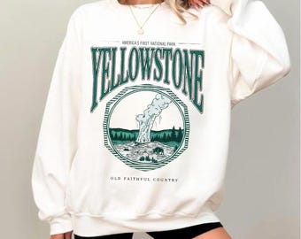 Yellowstone National Park Sweatshirt, Vintage Yellowstone Crewneck, Hiking Shirt