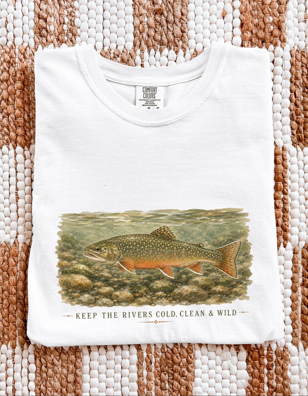トップス Brook Reverse Trout Tee Comfort Colors 1717 Wild Brook Trout Conservation Freshwater