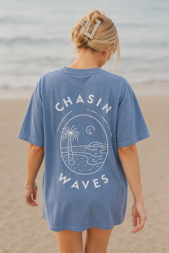 Chasin Waves Retro Surf Tee, Minimalist Beach Surfer Girl Shirt