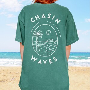 Chasin Waves レトロサーフTシャツ、ミニマリストビーチサーファーガールシャツ 画像 8