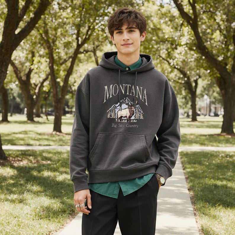 Montana Nature Hoodie: Big Sky Country Adventure Sweatshirt image 3