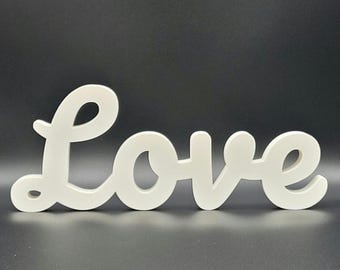 Freestanding Love Sign for Modern Bedroom Decor, Romantic Mantle Shelf Sitter, Couples Word Art, Unique Wedding Anniversary Gift for Her