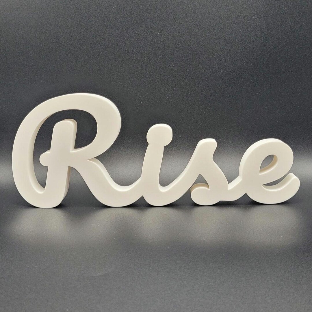 Word Rise In Script Freestanding Rise Sign for Motivational Bedroom Decor, Modern Coffee ...