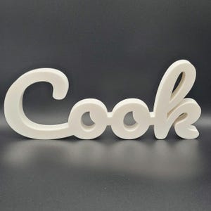 Freestanding Cook Sign for Modern Kitchen Decor, Minimalist Pantry Shelf Sitter, Culinary Word Art, Unique Foodie Chef Gift for Her