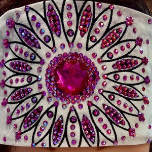 Pink Glow Bling Bandanna Sparkling Bursts Bling Headscarf, Women&#39;s Bandana, Bandanna for Bikers Bad Hair, Blinged Out Head Cover