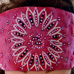 Pink Love Bling Bandanna Sparkling Bursts Bling Headscarf, Women&#39;s Bandana, Bandanna for Bikers Bad Hair, Blinged Out Head Cover
