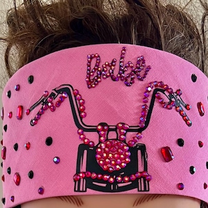 Motorcycle Rhinestone Bandanna Sparkling Bursts Bling Headscarf, Women&#39;s Bandana, Bandanna for Bikers, Bad Hair, Blinged Out Head Cover