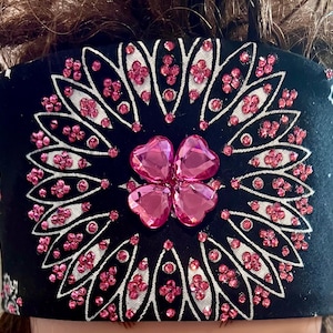 Pink Hearts Bling Bandanna Sparkling Bursts Bling Headscarf, Women&#39;s Bandana, Bandanna for Bikers Bad Hair, Blinged Out Head Cover
