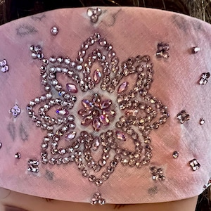 Pretty Lite Pink Rhinestone Bandanna Sparkling Bursts Bling Headscarf, Women&#39;s Bandana, Bandanna for Bikers Bad Hair, Blinged Out Head Cover