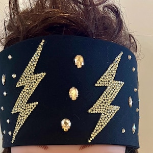 Golden Skull  Rhinestone Bandanna Sparkling Bursts Bling Headscarf, Women&#39;s Bandana, Bandanna for Bikers Bad Hair, Blinged Out Head Cover
