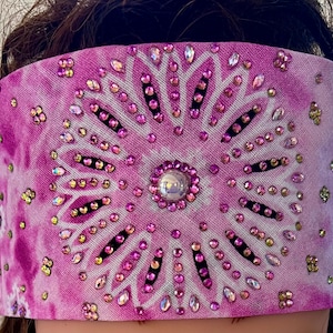 Pink Bling Bandanna Sparkling Bursts Bling Headscarf, Women&#39;s Bandana, Bandanna for Bikers Bad Hair, Blinged Out Head Cover