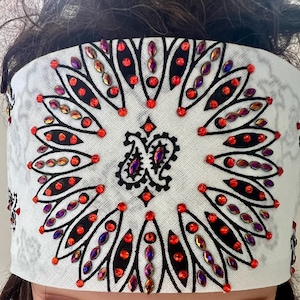 White and Pink Bling Bandanna Sparkling Bursts Bling Headscarf, Women&#39;s Bandana, Bandanna for Bikers Bad Hair, Blinged Out Head Cover