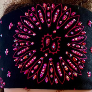 Pink Blast Rhinestone Bandanna Sparkling Bursts Bling Headscarf, Women&#39;s Bandana, Bandanna for Bikers Bad Hair, Blinged Out Head Cover
