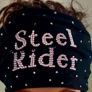 Steel Rider Bling Headscarf, Women&#39;s Bandana, Bandanna for Bikers Bad Hair, Blinged Out Head Cover