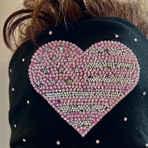 Pink Heart Bling Headscarf, Women&#39;s Bandana, Bandanna for Bikers Bad Hair, Blinged Out Head Cover