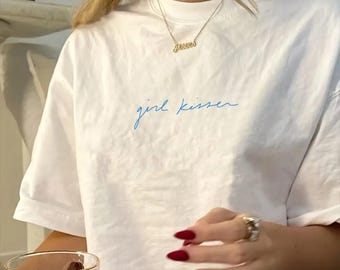 Girl Kisser T-Shirt | WLW Queer Fashion, Oversized Cotton Tee