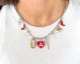 Golden Retriever Lesbian Charm Necklace, Sapphic Pride Jewelry