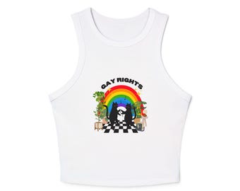 Gay Rights Crop Tank Top, Pride Cats, LGBTQ Pride Month