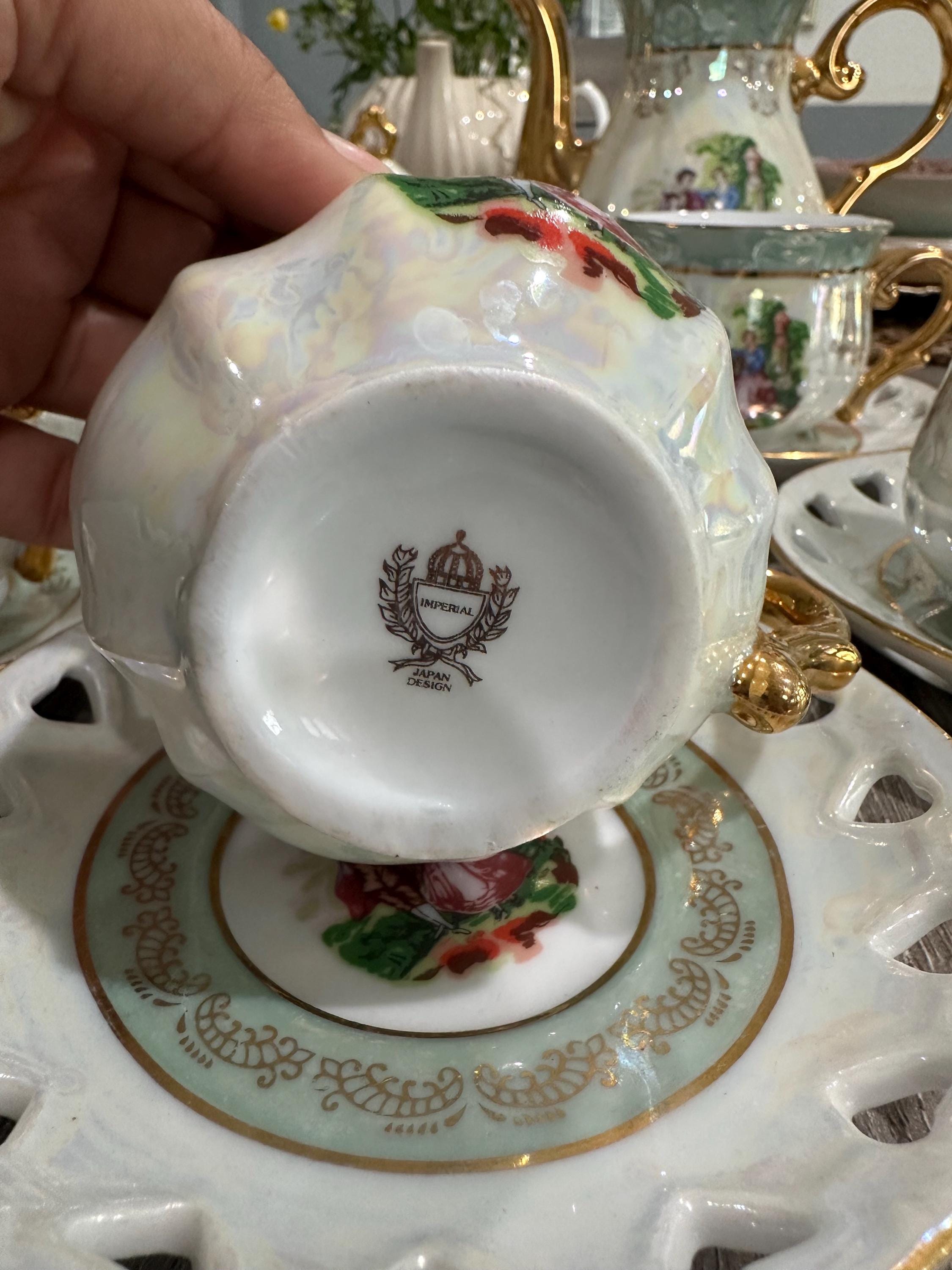 美品 豪華 軸 開運 おもてなし 書 茶 禅 中国 美術 骨董 インテリア Vintage Imperial Japan Design China Mint Tea Set - Etsy