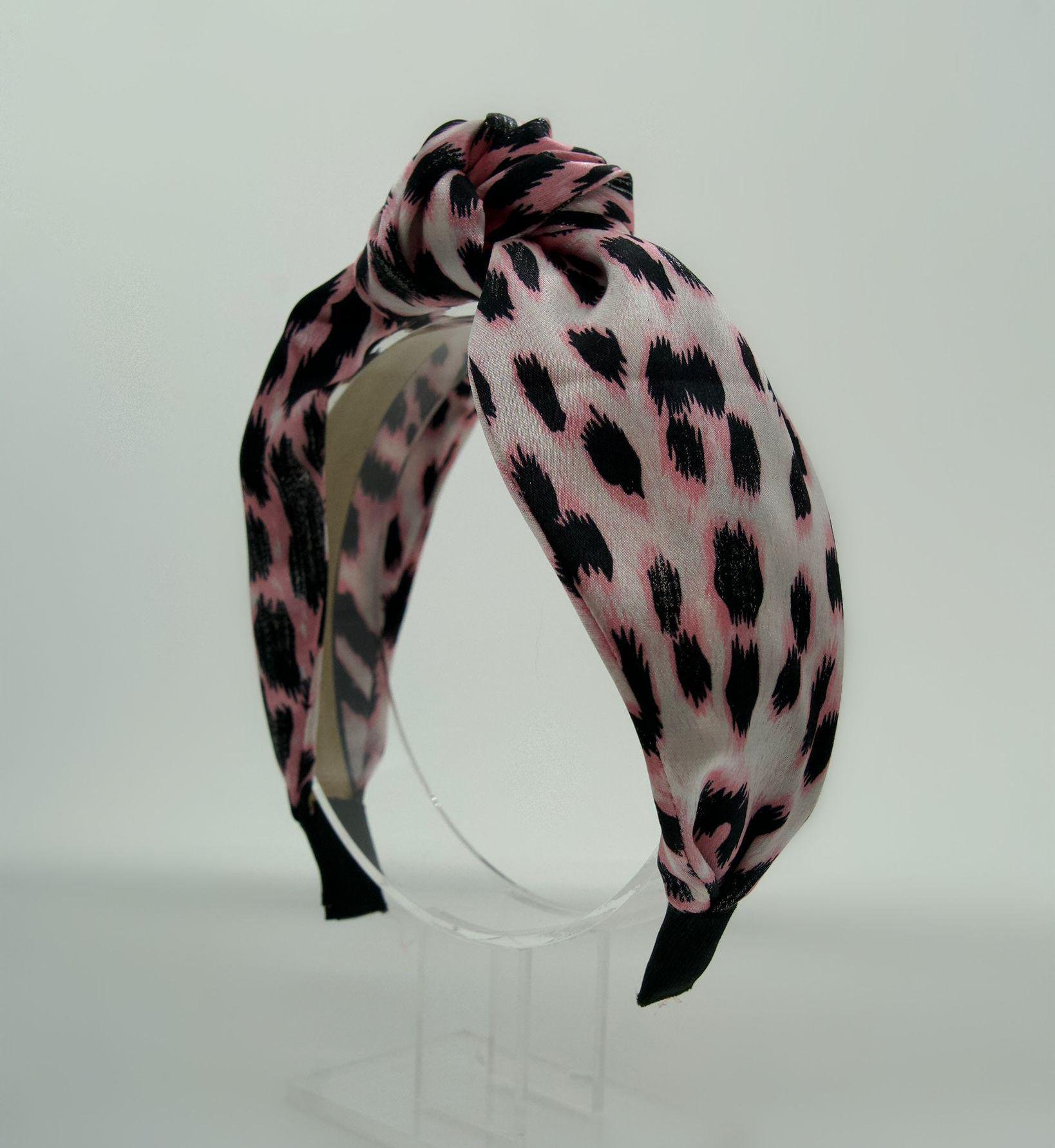 Leopard Print Floral Satin Knot Headband Set Leopard Print Silky Satin Knot Headband - Etsy main image 2