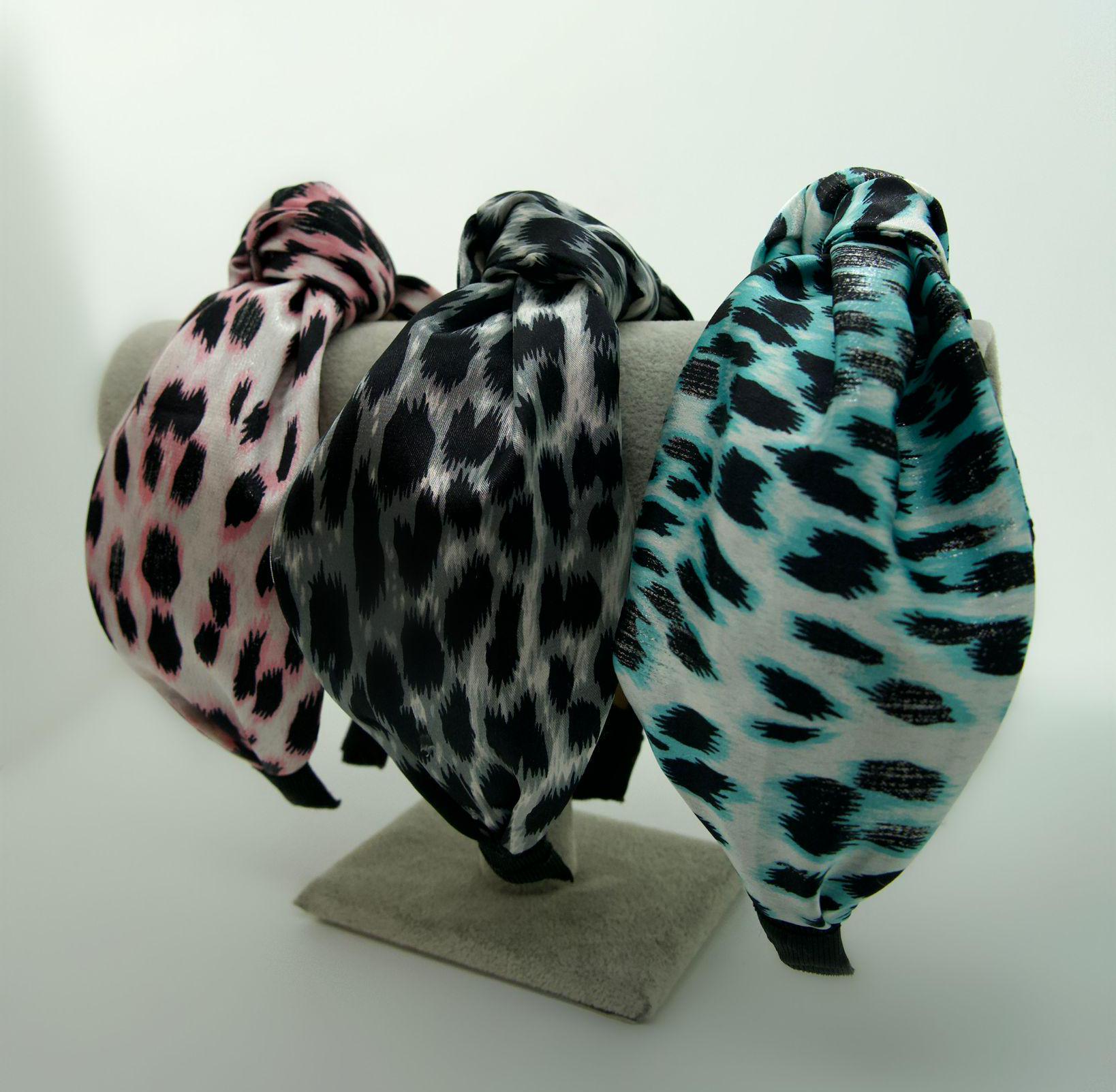 Leopard Print Floral Satin Knot Headband Set Leopard Print Silky Satin Knot Headband - Etsy main image 4