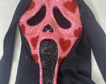 Pink Rhinestone Ghost Face Mask | Valentine Horror Costume
