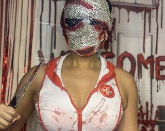 Silent Hill Nurse Mask | Handmade Rhinestone Horror Costume