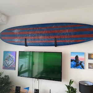 Support mural pour planche de surf - PACK DE 2 - Solution de stockage et de présentation sécurisée pour planches de surf, durable et peu encombrante - Multicolore