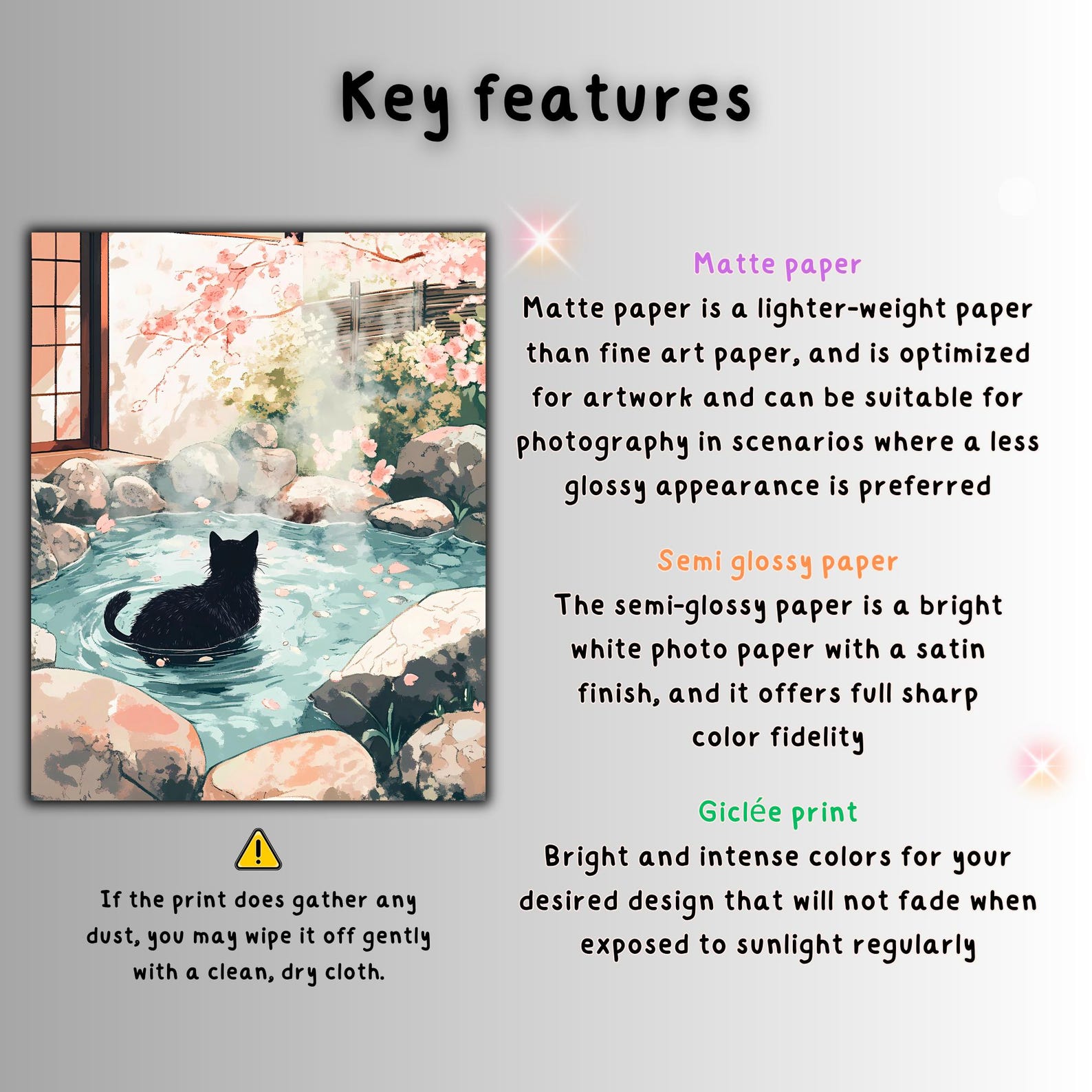 Japanese Black Cat Onsen Poster: Sakura Zen Art Print - Etsy