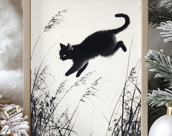 専用　水墨画　猫の絵 日本の猫のアートプリント：墨絵水墨画「猫」 - 3枚セット - Etsy 日本
