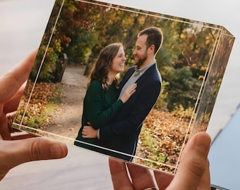 Personalized Photo Acrylic Block, 1 Inch Thick Custom Keepsake, Desktop Art, Anniversary Gift