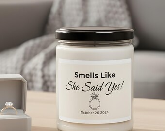 Personalized Engagement Soy Candle: 'She Said Yes' Gift