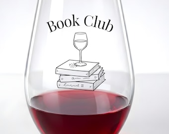 Book Club Wine Glass, Literary Gift for Bookworms